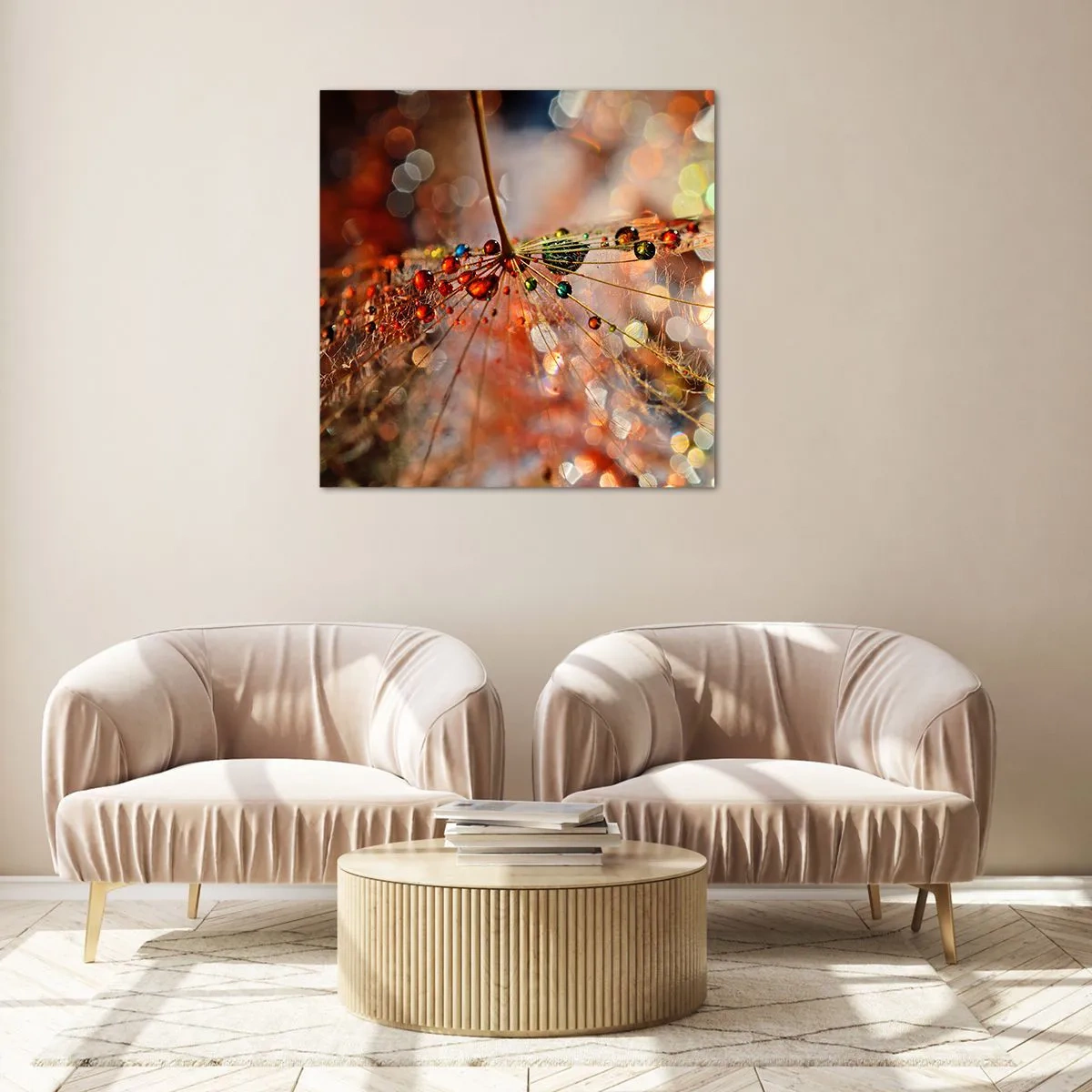 Impression sur verre - Image sur verre - Enfilé sur un fil d'araignée - 60x60 cm