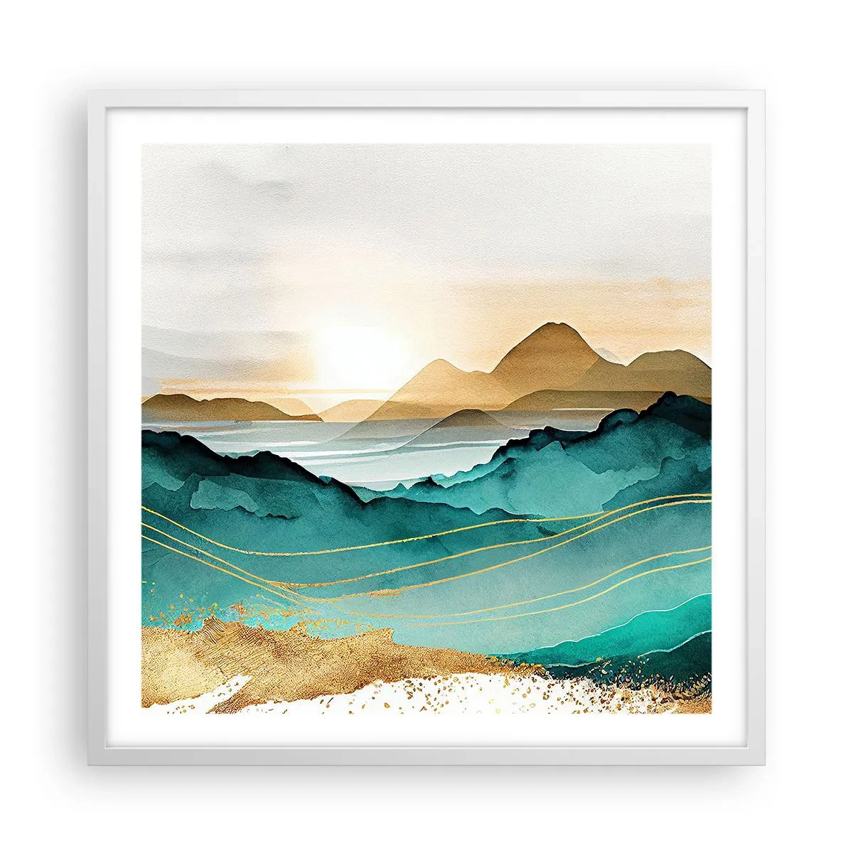 Affiche dans un cadre blanc - Poster - Au frontière de l’abstraction – paysage - 60x60 cm