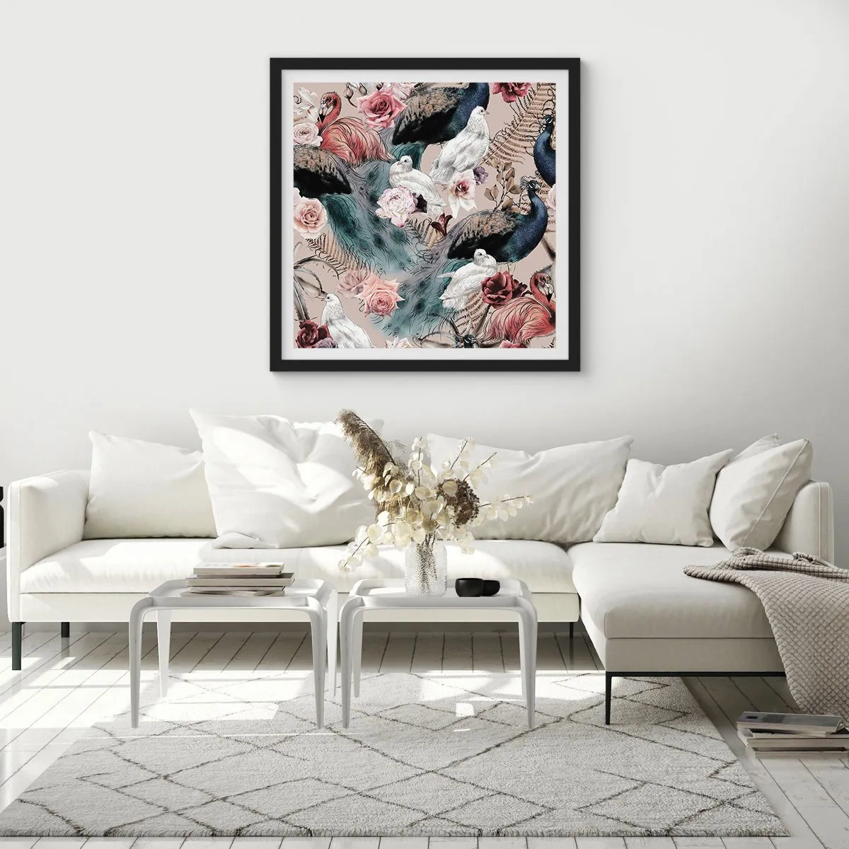 Affiche dans un cadre noir - Poster - Dans un jardin de palace - 60x60 cm