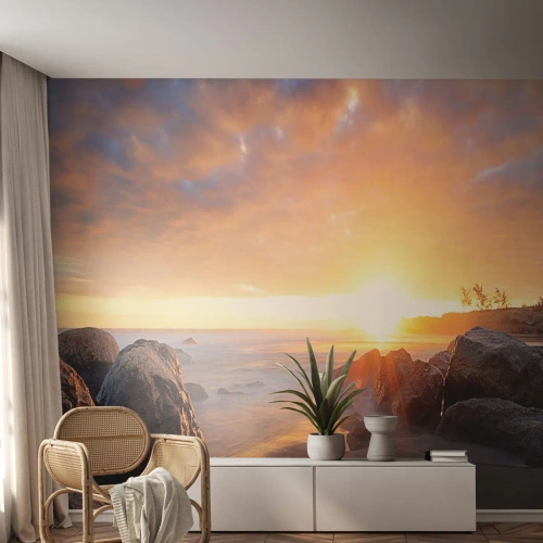 Papier Peint Autocollant Deluxe Sticker - Brise lumineuse du soir - Paysage, Mer, Lever du soleil - 300x210 cm