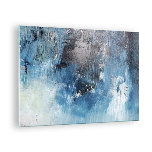 Impression sur verre - Image sur verre - Composition abstraite dans les tons de bleu - 70x50cm - Rhapsodie en bleu - Décoration murale moderne pour le salon et la chambre ARTTOR