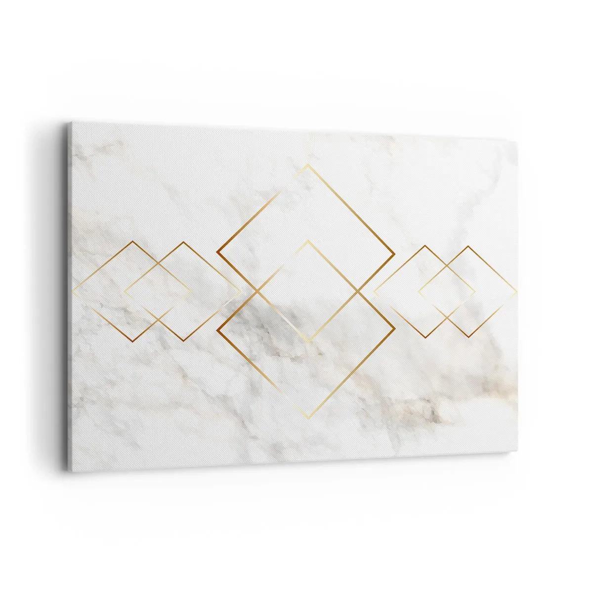 Impression sur toile - Image sur toile - Losanges dorés minimalistes sur fond de marbre - 120x80cm - Vue à l'infini - Décoration murale moderne pour le salon et la chambre ARTTOR