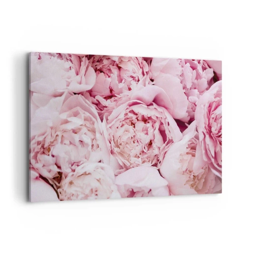 Impression sur toile - Image sur toile - Gros plan d'un bouquet de pivoines roses - 100x70cm - Caliné et parfumé - Décoration murale moderne pour le salon et la chambre ARTTOR