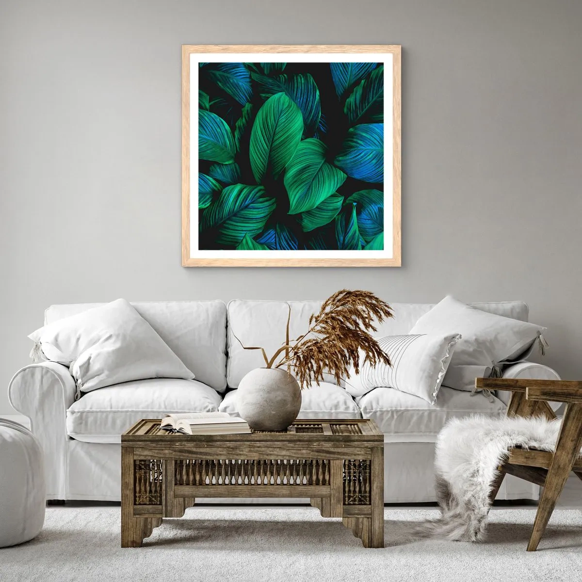 Affiche dans un chêne clair - Poster - Dans la foule verte - 30x30 cm