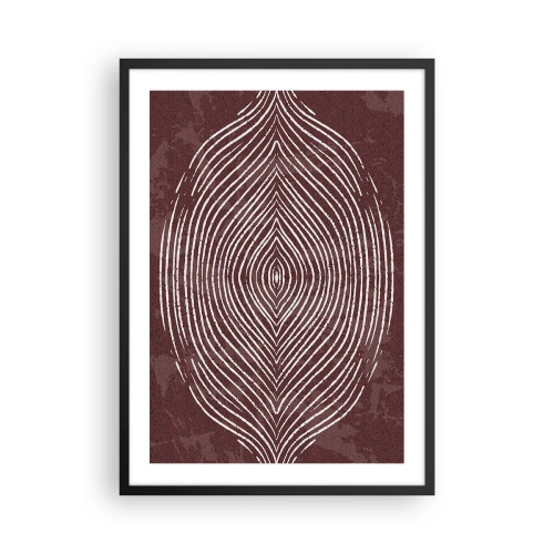 Affiche dans un cadre noir - Poster - Un motif hypnotique de lignes blanches sur fond marron. - 50x70cm - L'espace parle - Décoration murale moderne pour le salon et la chambre ARTTOR
