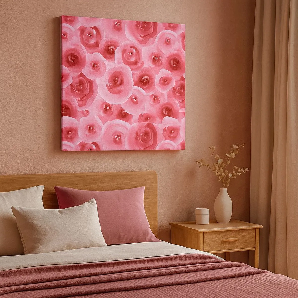 Impression sur toile - Image sur toile - Roses en-haut et en-bas - 30x30 cm