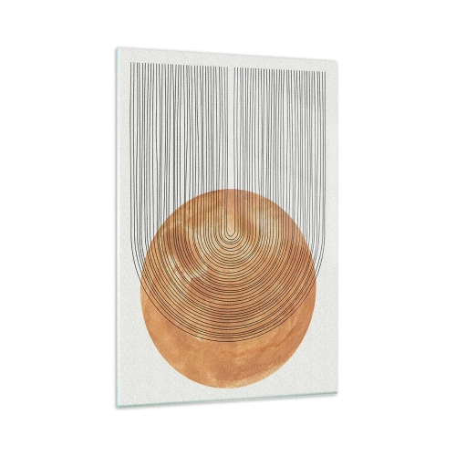 Impression sur verre - Image sur verre - Composition géométrique avec des cercles et des lignes aux couleurs chaudes. - 80x120cm - Composition solaire - Décoration murale moderne pour le salon et la chambre ARTTOR