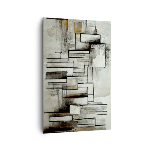 Impression sur toile - Image sur toile - Rectangles abstraits dans les tons de gris et de noir - 80x120cm - Le pouvoir de la simplicité - Décoration murale moderne pour le salon et la chambre ARTTOR
