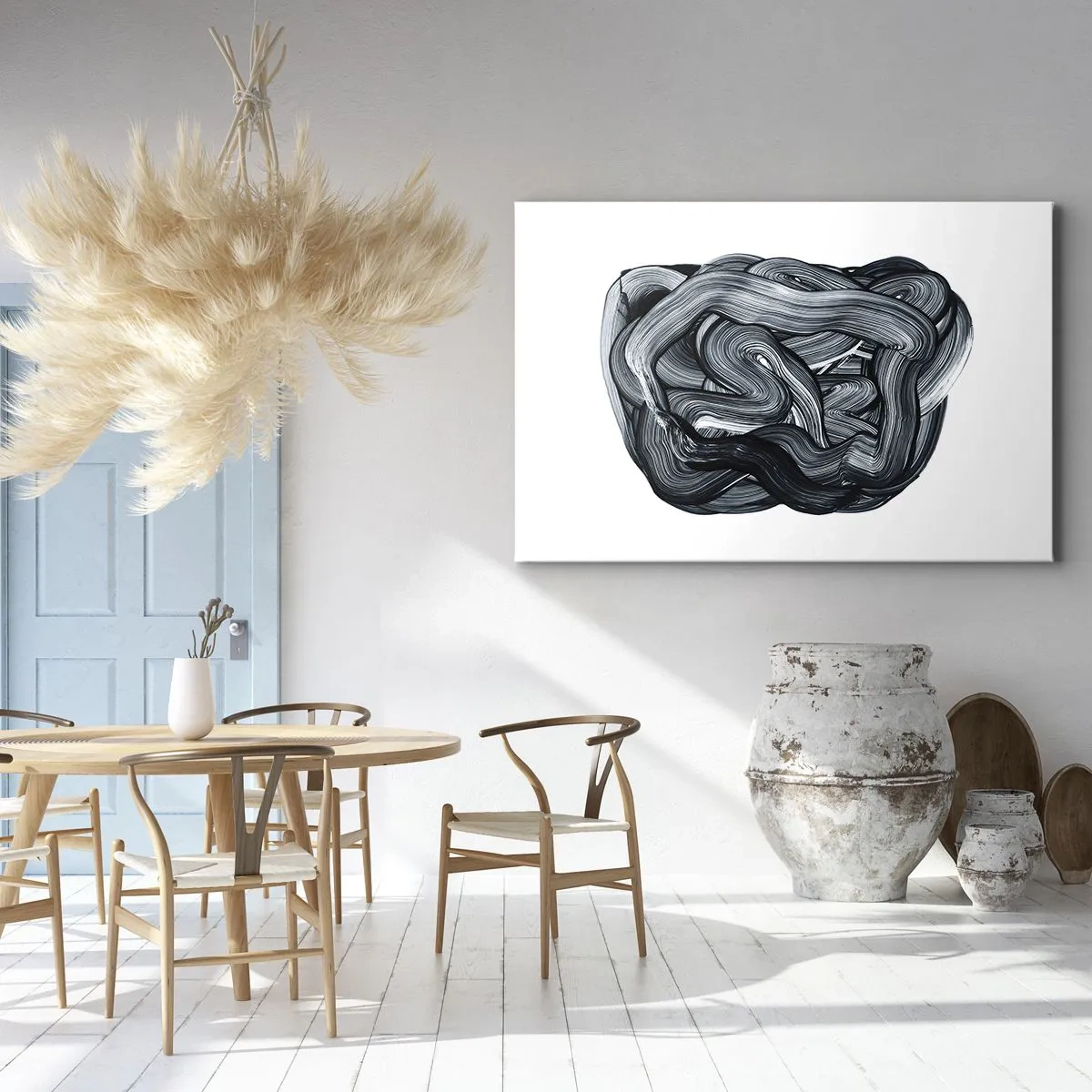 Impression sur toile - Image sur toile - Composition abstraite en nuances de gris - 70x50cm - Ce n'est pas si simple - Décoration murale moderne pour le salon et la chambre ARTTOR