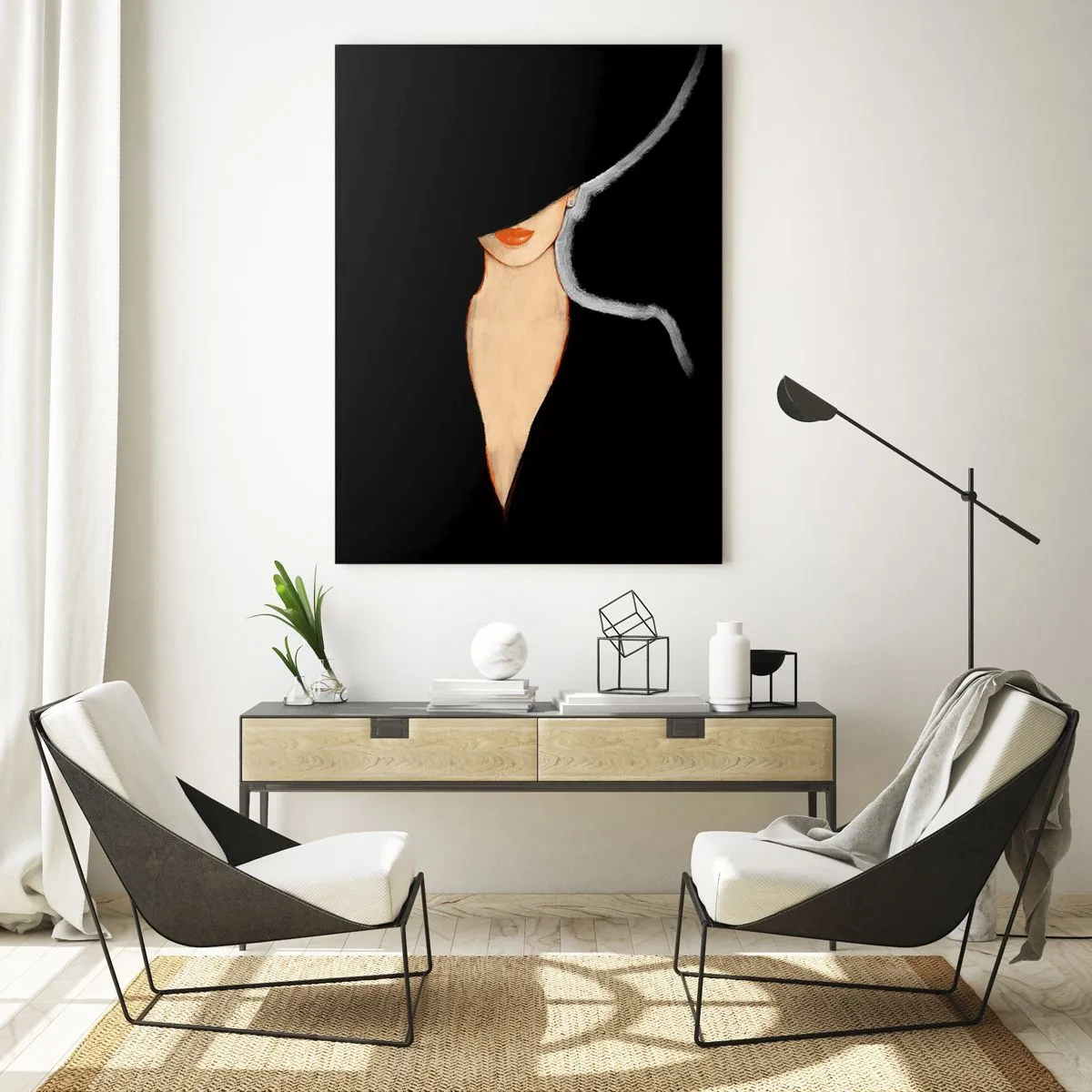 Impression sur verre - Image sur verre - Un portrait subtil d'une femme sur fond noir - 50x70cm - Élégance et style - Décoration murale moderne pour le salon et la chambre ARTTOR
