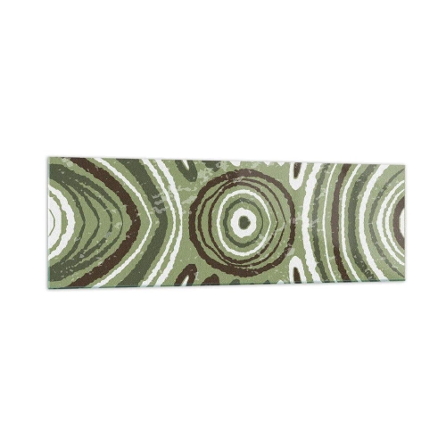 Impression sur verre - Image sur verre - Motifs abstraits dans les tons de vert et de marron - 160x50cm - Une explosion d'émotions - Décoration murale moderne pour le salon et la chambre ARTTOR