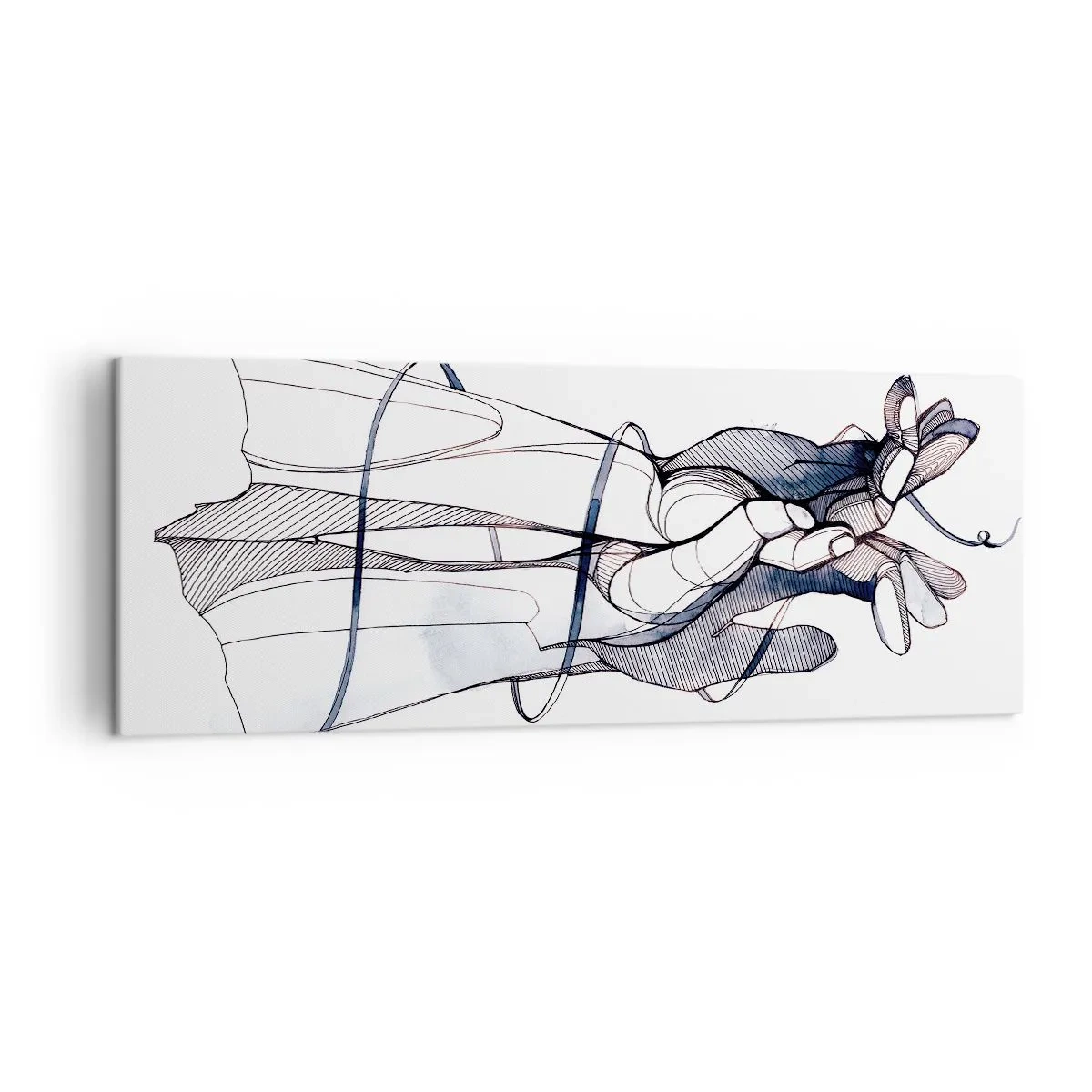 Impression sur toile - Image sur toile - Un dessin subtil d'une main avec une fleur délicate - 140x50cm - Étude du touché - Décoration murale moderne pour le salon et la chambre ARTTOR