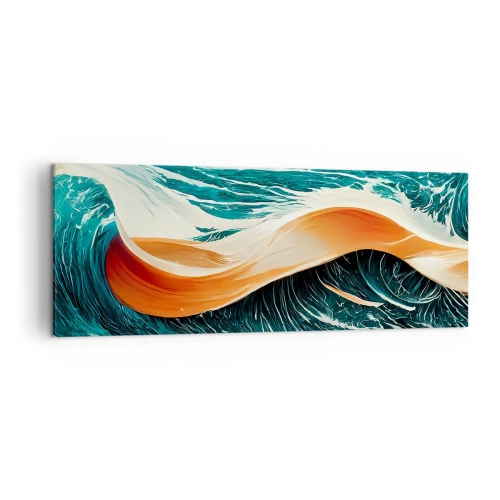 Impression sur toile - Image sur toile - Vagues de mer dynamiques avec ruban abstrait - 140x50cm - Le rêve d'un surfeur - Décoration murale moderne pour le salon et la chambre ARTTOR