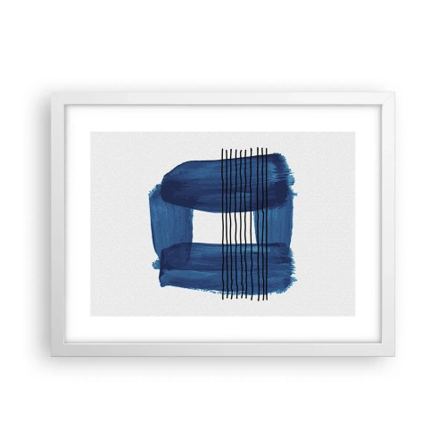 Affiche dans un cadre blanc - Poster - Composition noire-bleue - 40x30 cm
