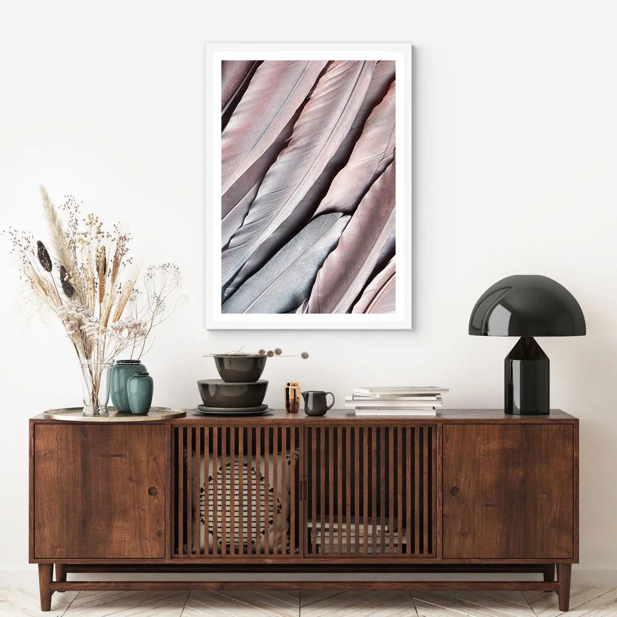 Affiche dans un cadre blanc - Poster - En argent rose - 61x91 cm