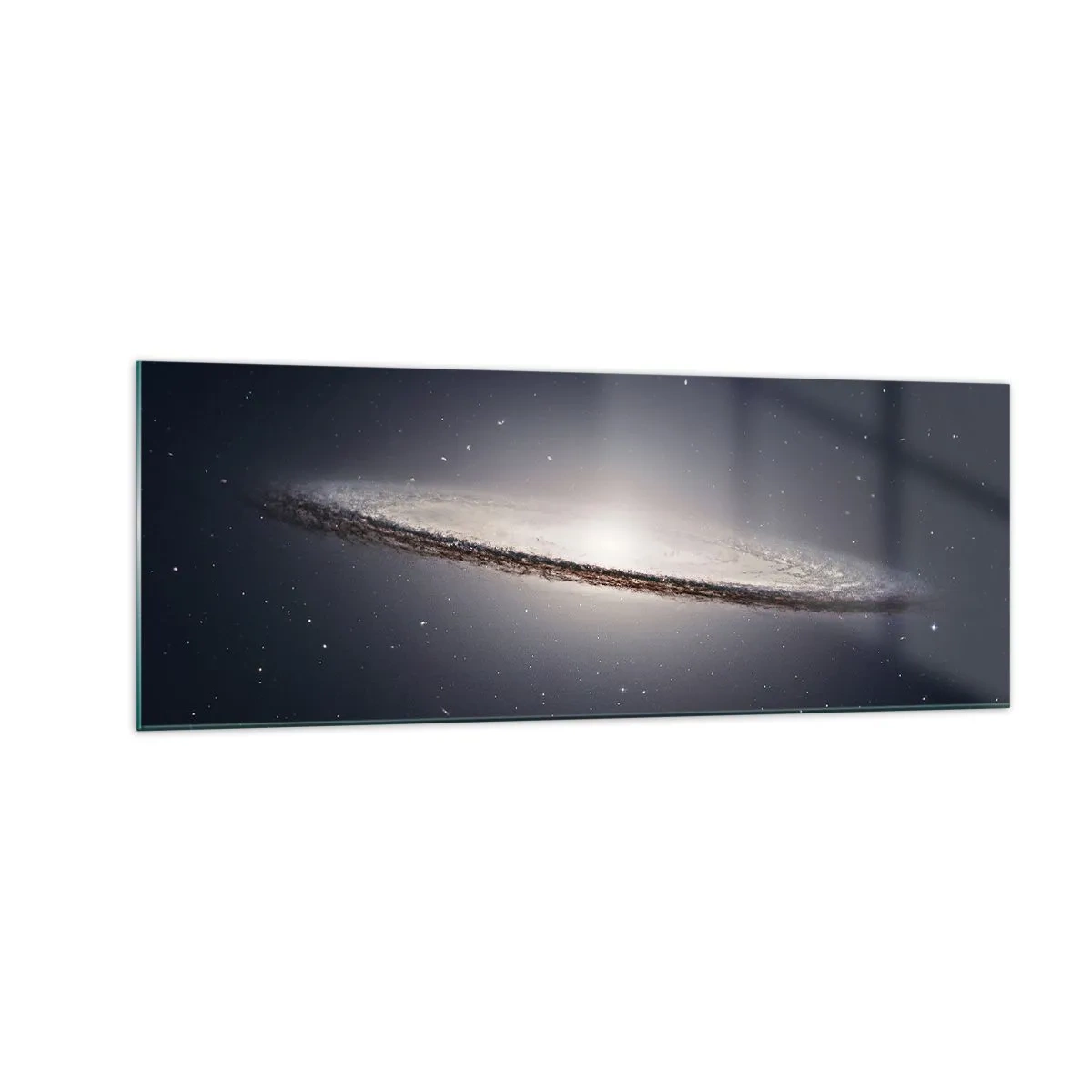 Impression sur verre - Image sur verre - Une galaxie spirale sur fond d'espace étoilé - 140x50cm - Il y a bien longtemps, dans une galaxie très lointaine… - Décoration murale moderne pour le salon et la chambre ARTTOR