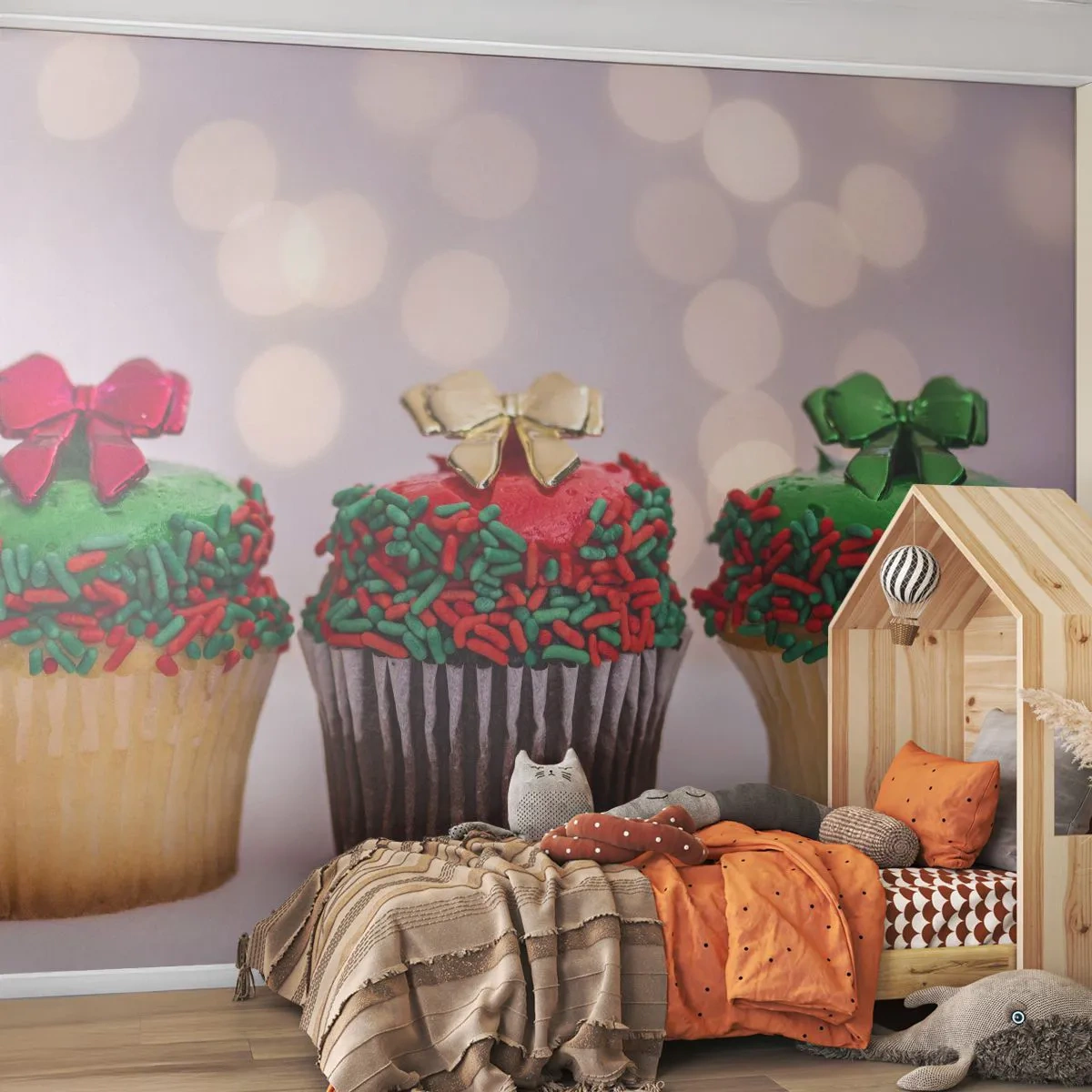 Papier Peint Autocollant Deluxe Sticker - Une sucrerie après la cocarde - La gastronomie, Biscuits, Muffins colorés - 250x175 cm