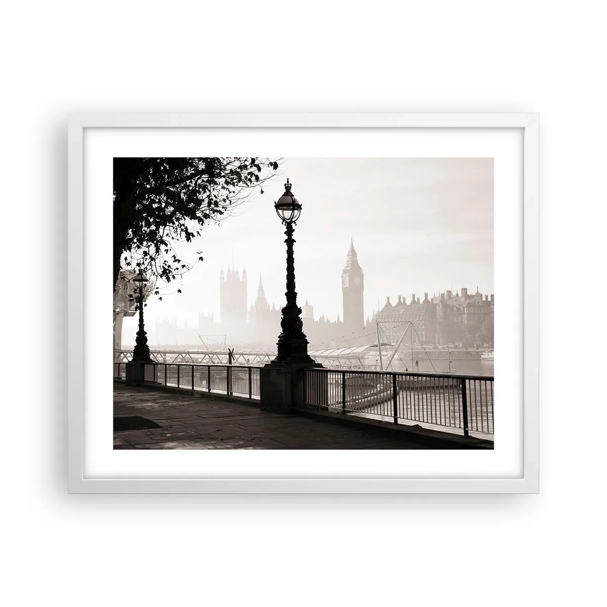 Affiche dans un cadre blanc - Poster - Un matin londonien - 50x40 cm