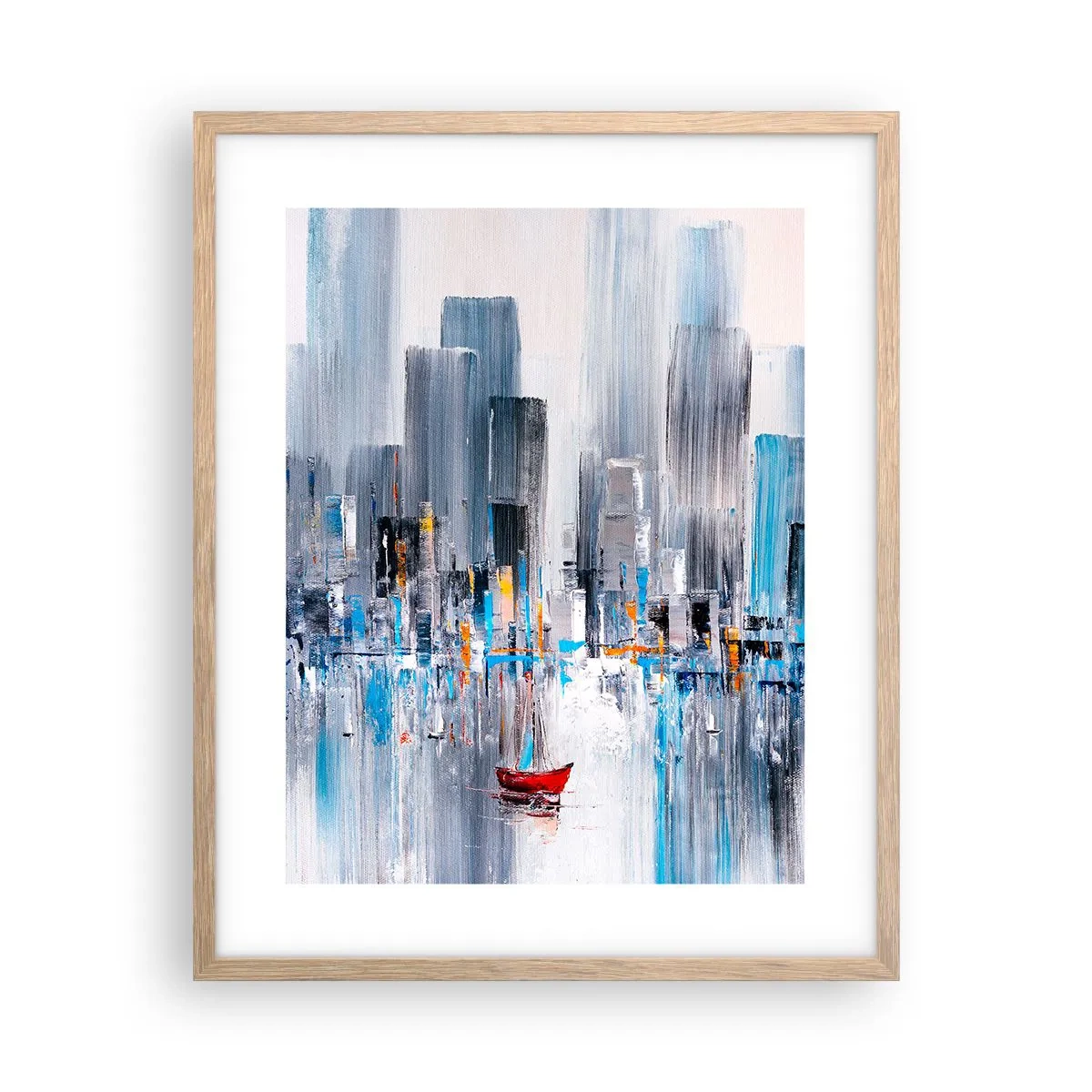 Affiche dans un chêne clair - Poster - Une métropole au bord de la baie - 40x50 cm
