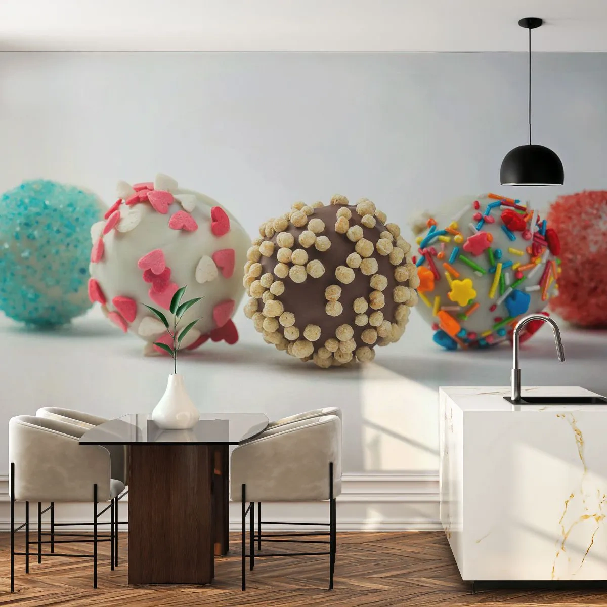 Papier Peint Autocollant Deluxe Sticker - La vie peut être douce - Bonbons, Des sucreries, Sucettes colorées - 250x175 cm