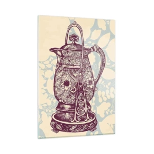 Impression sur verre - Image sur verre - Une cruche vintage décorée sur un fond clair avec un ornement - 50x70cm - La beauté du quotidien - Décoration murale moderne pour le salon et la chambre ARTTOR