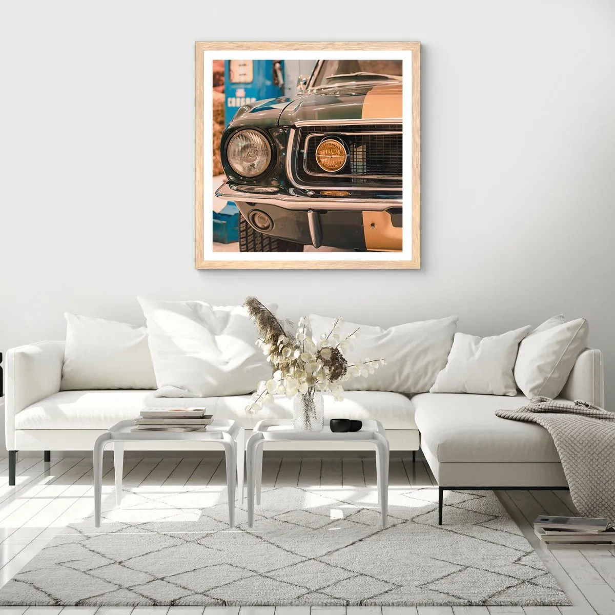 Affiche dans un chêne clair - Poster - Rencontre avec une légende - 60x60 cm