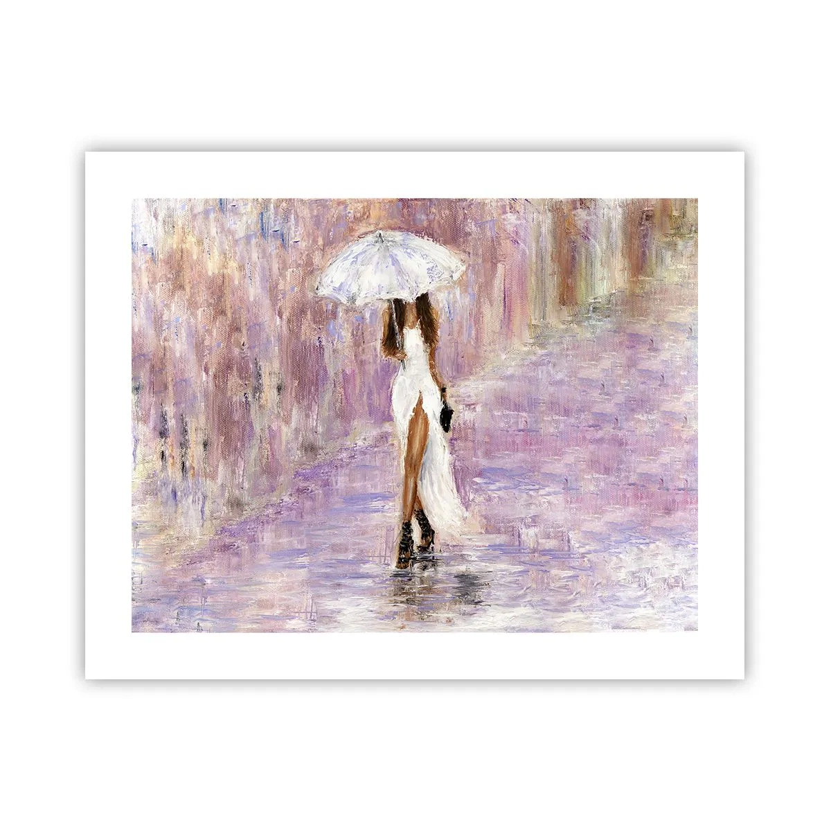 Affiche - Poster - Sous la pluie lilas - 50x40 cm