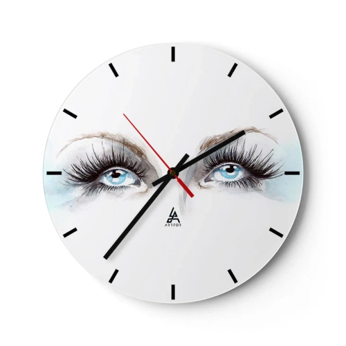 Horloge murale - Pendule murale - Yeux bleus avec de longs cils dans un style aquarelle artistique - 30x30cm - Yeux d'ange? - Décoration murale moderne pour le salon, la cuisine et la chambre ARTTOR