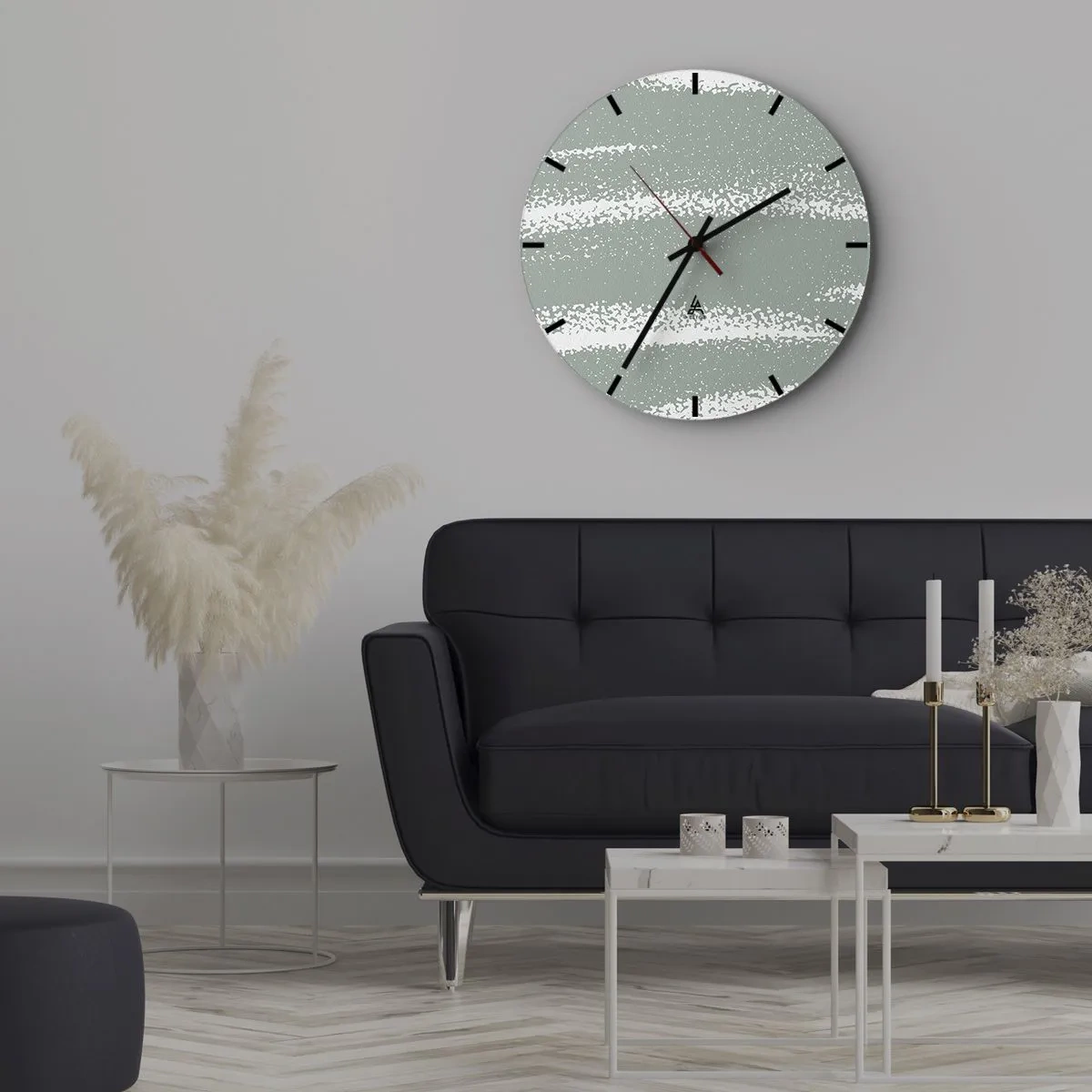 Horloge murale - Pendule murale - Structure hivernale avec des abrasions de couleur verdâtre - 30x30cm - Abstraction dans un climat hivernal - Décoration murale moderne pour le salon, la cuisine et la chambre ARTTOR
