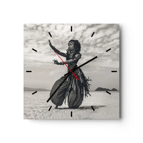 Horloge murale - Pendule murale - Danseuse exotique sur fond de désert - 30x30cm - Danse des îles du sud - Décoration murale moderne pour le salon et la chambre ARTTOR