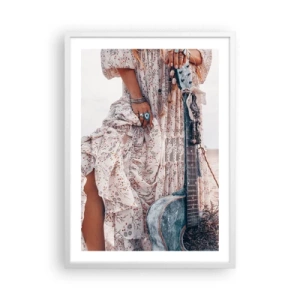 Affiche dans un cadre blanc - Poster - Enfant de fleur en route - 50x70 cm