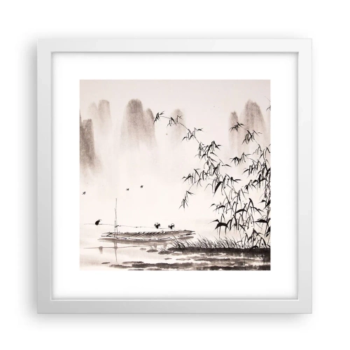 Affiche dans un cadre blanc - Poster - Le silence des rizières - 30x30 cm