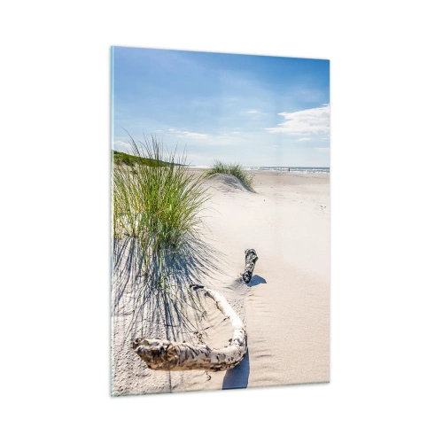 Impression sur verre - Image sur verre - Une plage ensoleillée avec des dunes et des herbiers marins - 50x70cm - La plus belle? La Baltique - Décoration murale moderne pour le salon et la chambre ARTTOR