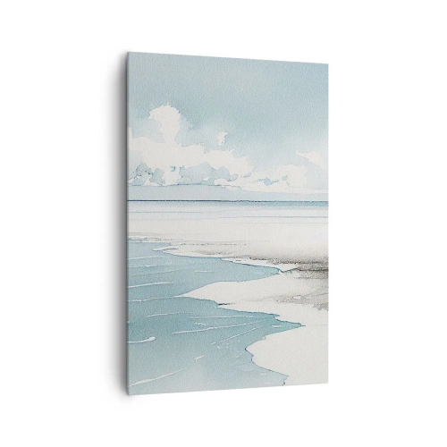 Impression sur toile - Image sur toile - Une mer calme et une plage aux tons clairs de bleu - 80x120cm - Marée douce - Décoration murale moderne pour le salon et la chambre ARTTOR