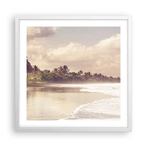 Affiche dans un cadre blanc - Poster - La caresse des vagues - 50x50 cm