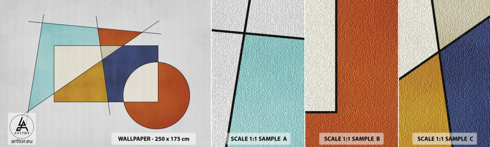 Échantillon De Papier Peint Standard Eco - Abstraction : plaisir moderniste - Géométrique, Moderne, Minimalisme - 100x30 cm