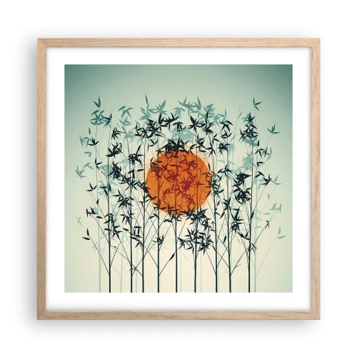Affiche dans un chêne clair - Poster - Soleil japonnais - 50x50 cm
