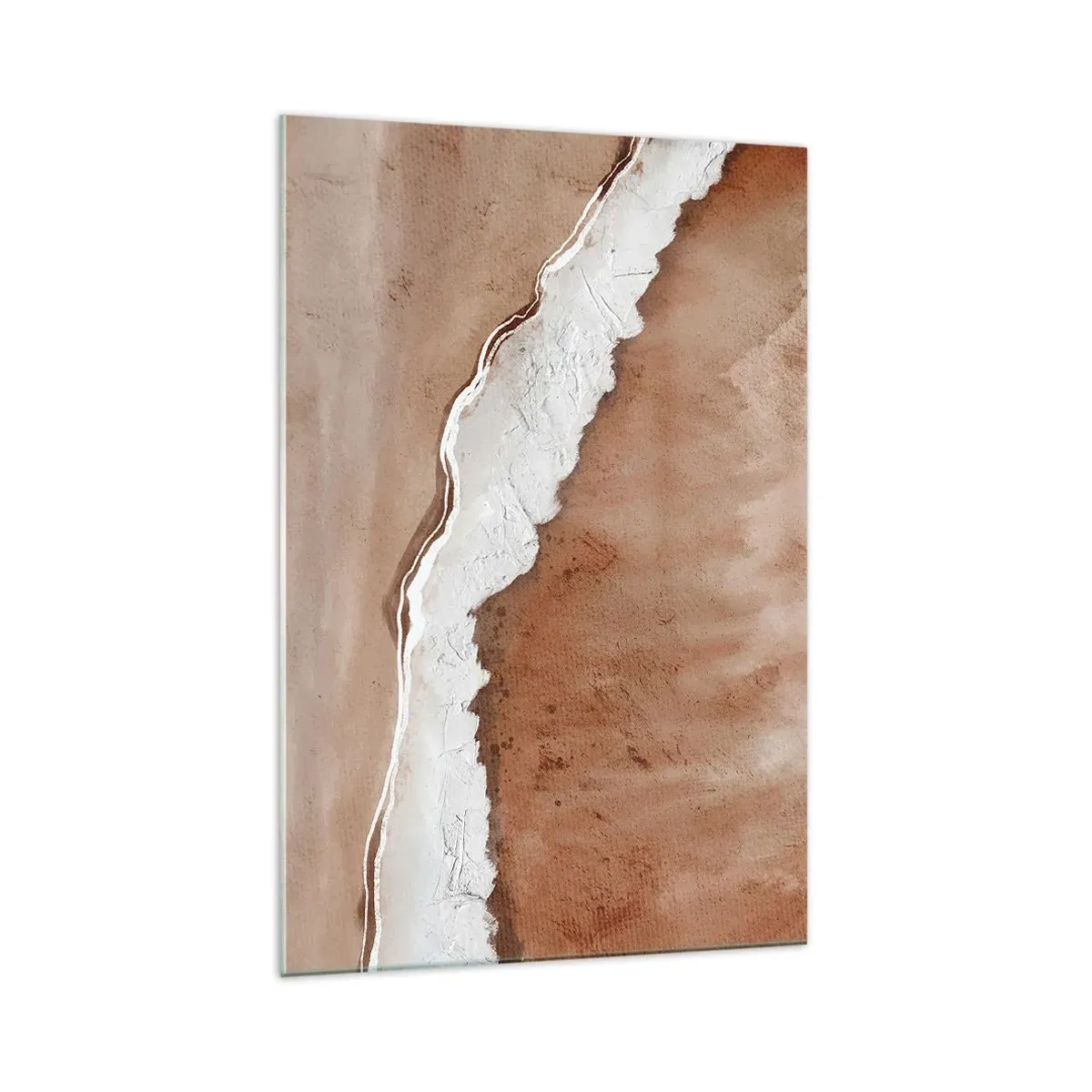 Impression sur verre - Image sur verre - Texture de sable avec des accents blancs - 70x100cm - Dans des couleurs de la terre - Décoration murale moderne pour le salon et la chambre ARTTOR