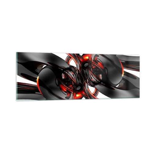 Impression sur verre - Image sur verre - Mouvement de graphite et rouge - 90x30 cm