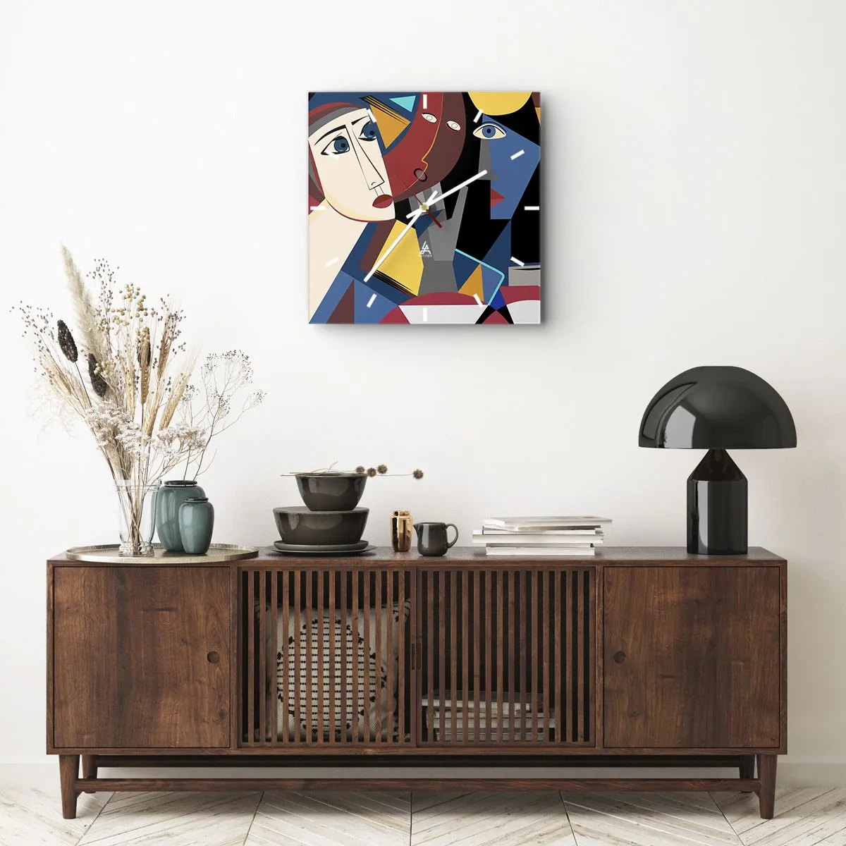 Horloge murale - Pendule murale - Une conversation entre cubistes - 40x40 cm
