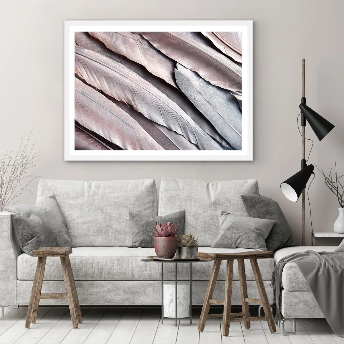 Affiche dans un cadre blanc - Poster - En argent rose - 70x50 cm