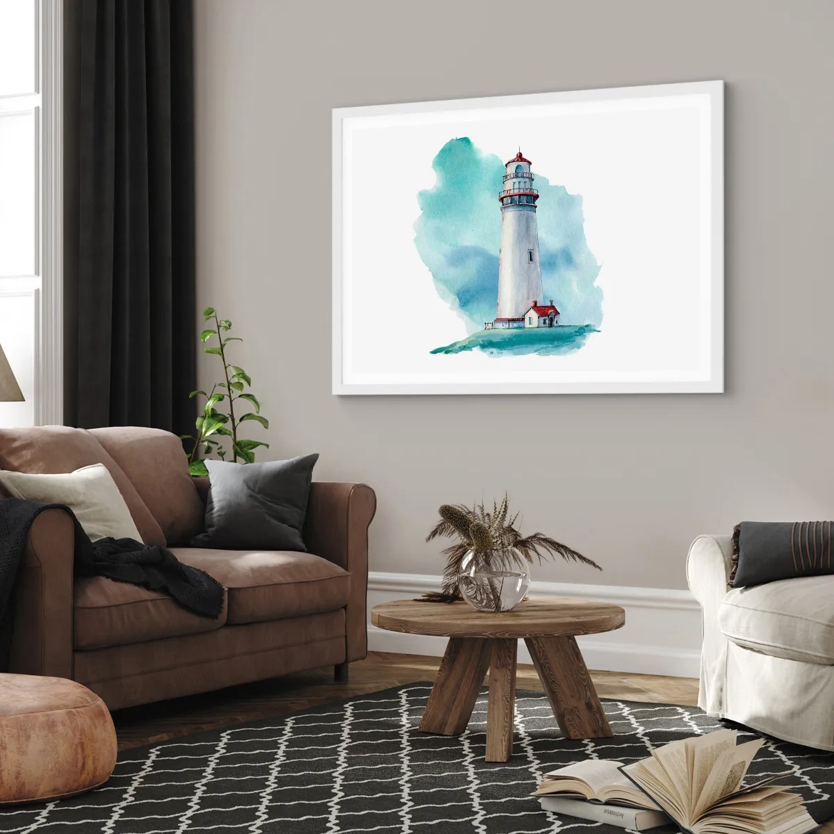 Affiche dans un cadre blanc - Poster - La douce sœur du bleu - 91x61 cm