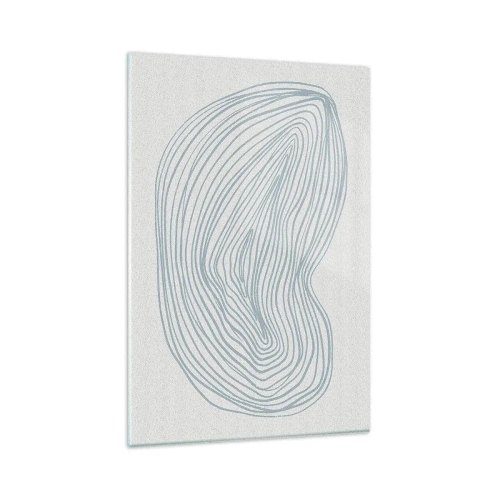 Impression sur verre - Image sur verre - Motif de vague abstrait en bleu délicat - 80x120cm - Une goutte de sourire - Décoration murale moderne pour le salon et la chambre ARTTOR