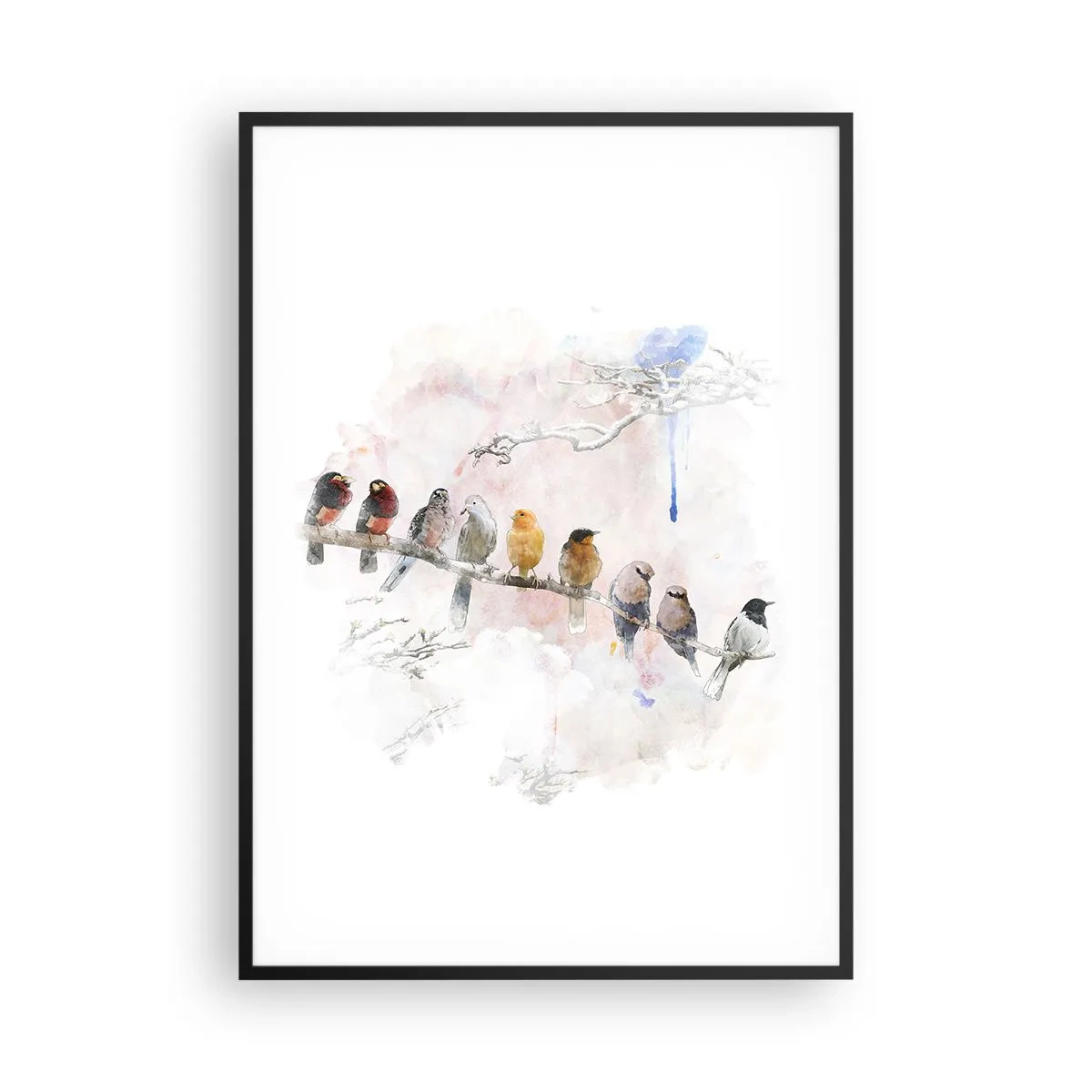 Affiche dans un cadre noir - Poster - Rencontre ailée - 70x100 cm