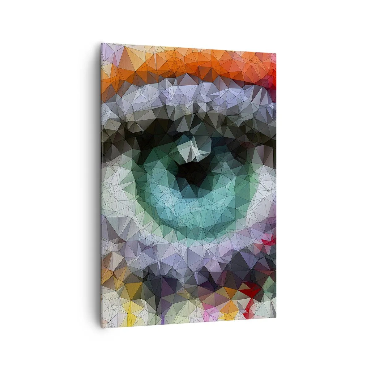 Impression sur toile - Image sur toile - Look géométrique avec œil vert - 70x100cm - Lueur cristalline des yeux - Décoration murale moderne pour le salon et la chambre ARTTOR