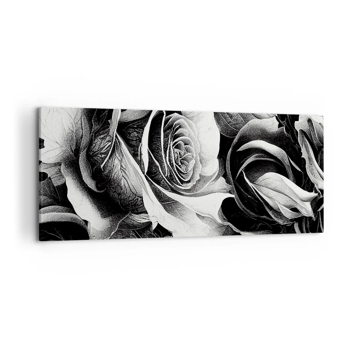 Impression sur toile - Image sur toile - Roses noires et blanches dans une composition élégante - 120x50cm - Toujours une reine - Décoration murale moderne pour le salon et la chambre ARTTOR