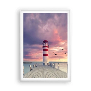 Affiche dans un cadre blanc - Poster - C'est l'heure d'aller au port - 70x100 cm