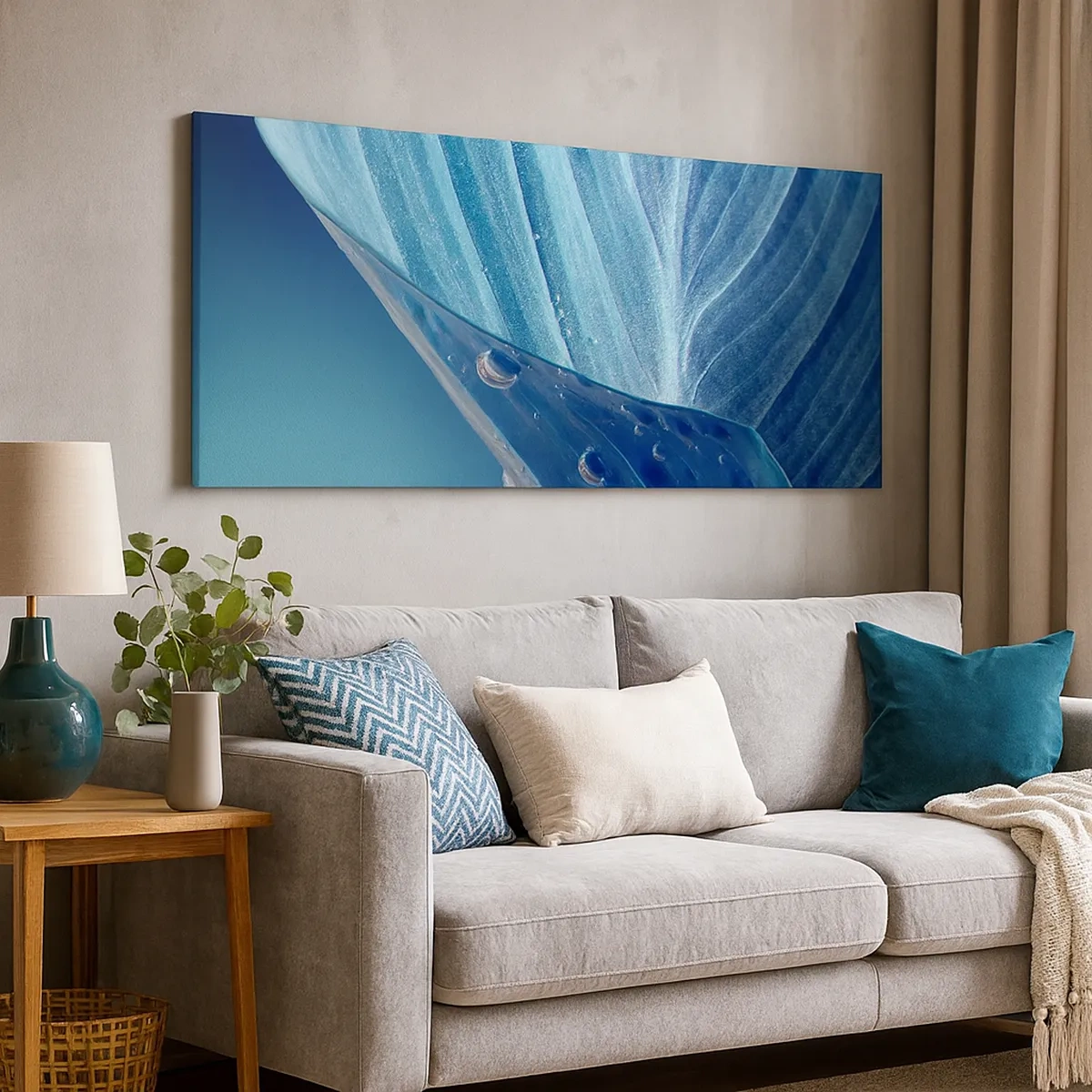 Impression sur toile - Image sur toile - Gouttes cachées du bleu - 30x30 cm