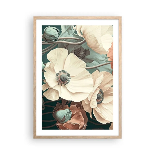 Affiche dans un chêne clair - Poster - Le murmure des coquelicots - 50x70 cm