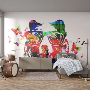 Papier Peint Photo Standard Eco - Ca plait au chien! - Abstraction, Ours, Lunettes - 400x280 cm